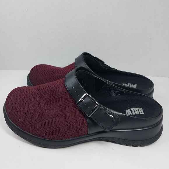 Drew Savannah Womens Size 8 WW Slingback Burgundy Wavy Stretch Clog Shoes - Picture 3 of 12